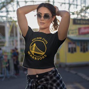 NEW Golden State Warriors Form Fit Crop Top Shirt BLACK